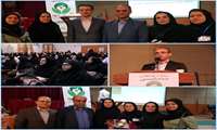 حضور تعدادی از همکاران و مسئولین بیمارستان پیروز در مراسم جشن ماما و تقدیر از همکار مامای نمونه استانی